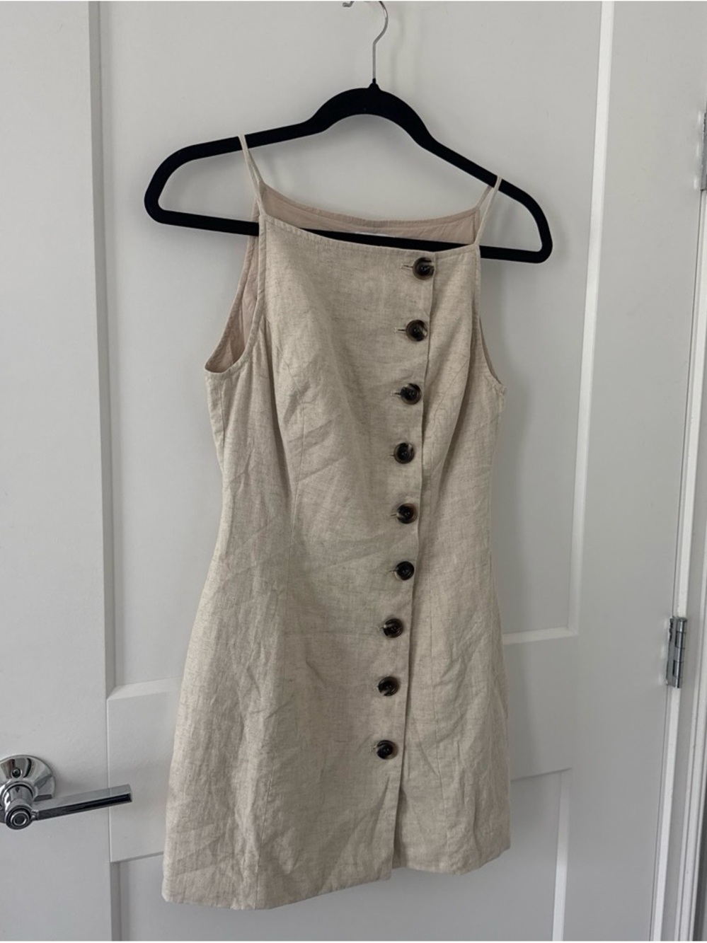 SNDYs Beige Linen-Blend Button-Front Mini Dress
